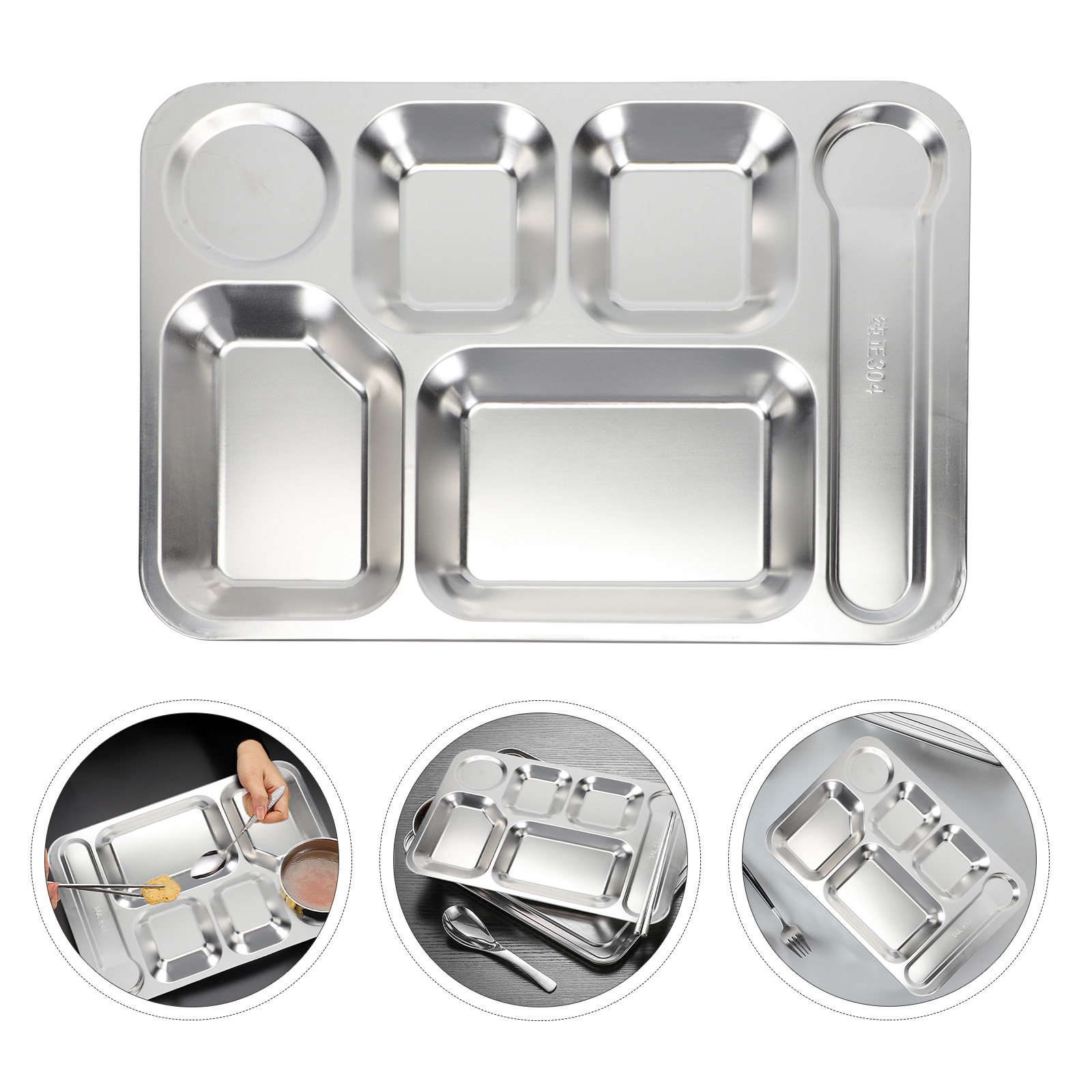 Meal Prep Container - 1 stuk, zilverkleurige lunchbak met 6