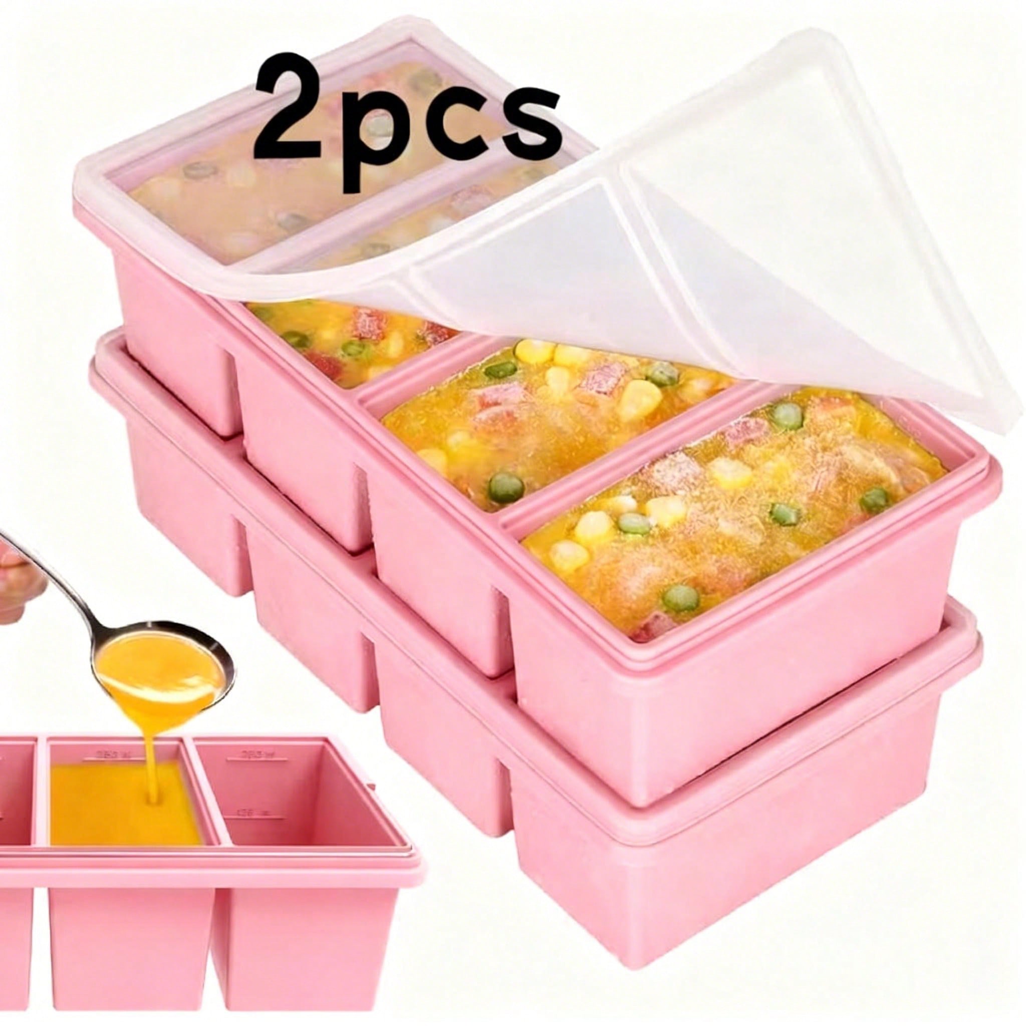 Meal Prep Container - 2-delige set siliconen vriezerbakjes met deksels,