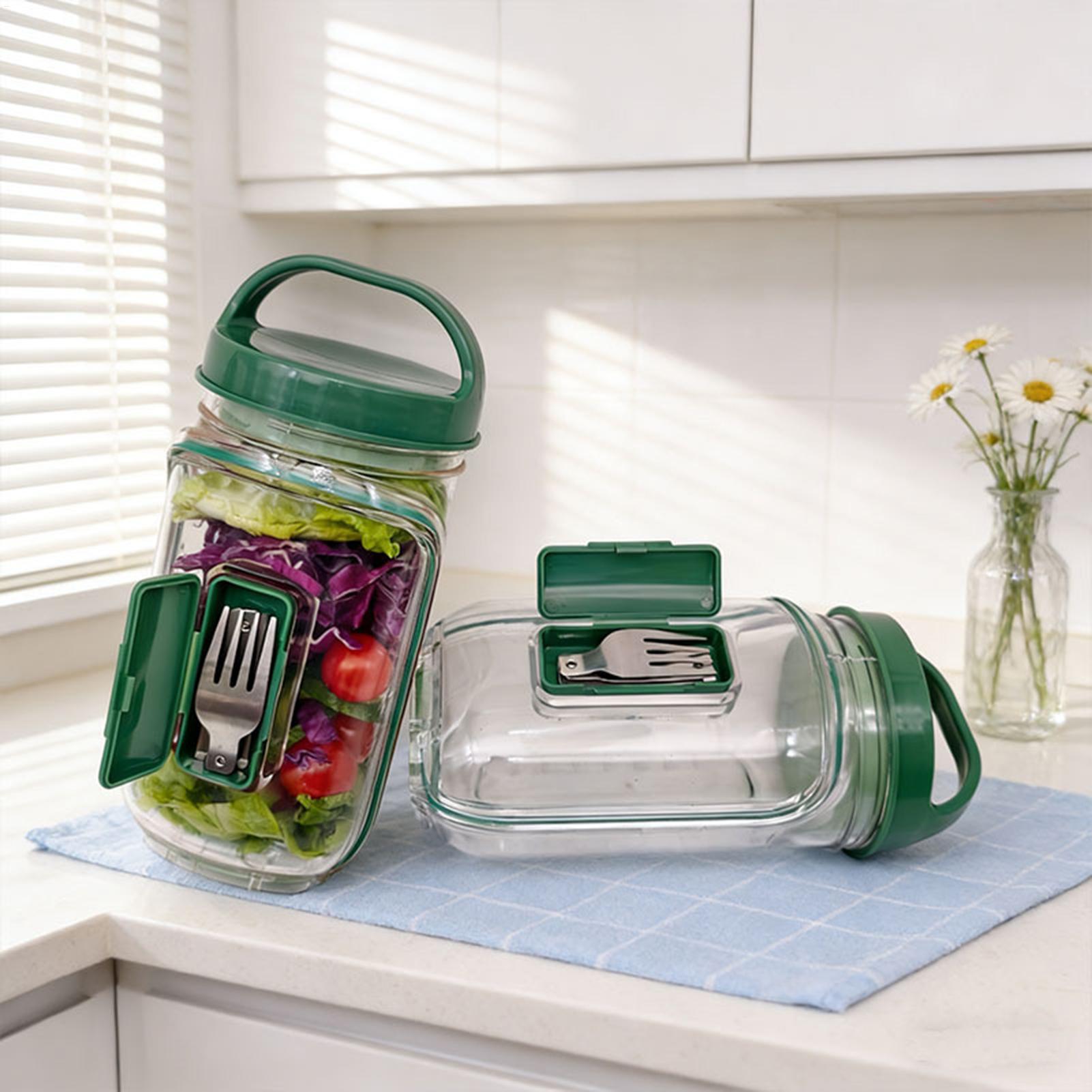 Meal Prep Jar - 1000ml Lekvrije Saladecontainer Saladepot met Zijopening