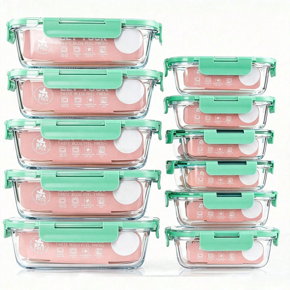 Meal Prep Container - 10-delige set glazen voedselvoorbereidingsbakjes, voedselopslagbakjes met