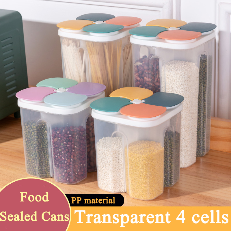 Meal Prep Jar - Keuken Granen Opbergdoos Plastic 4-roosters Granen