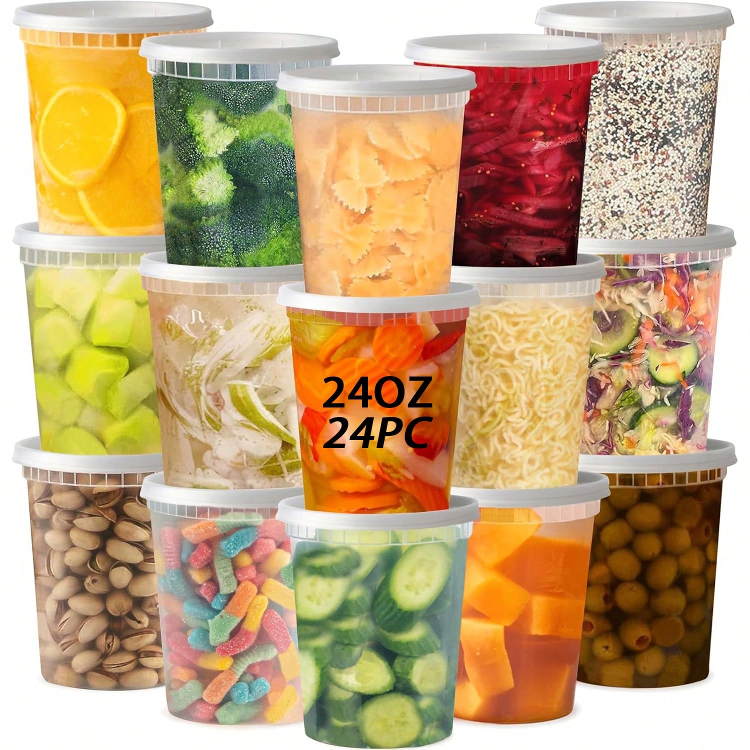 Meal Prep Jar - 24 stuks voedselbewaarcontainers, 32 oz plastic