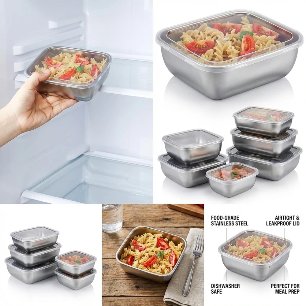 6 stuks roestvrijstalen voedse - Meal Prep Container recensie en prijs